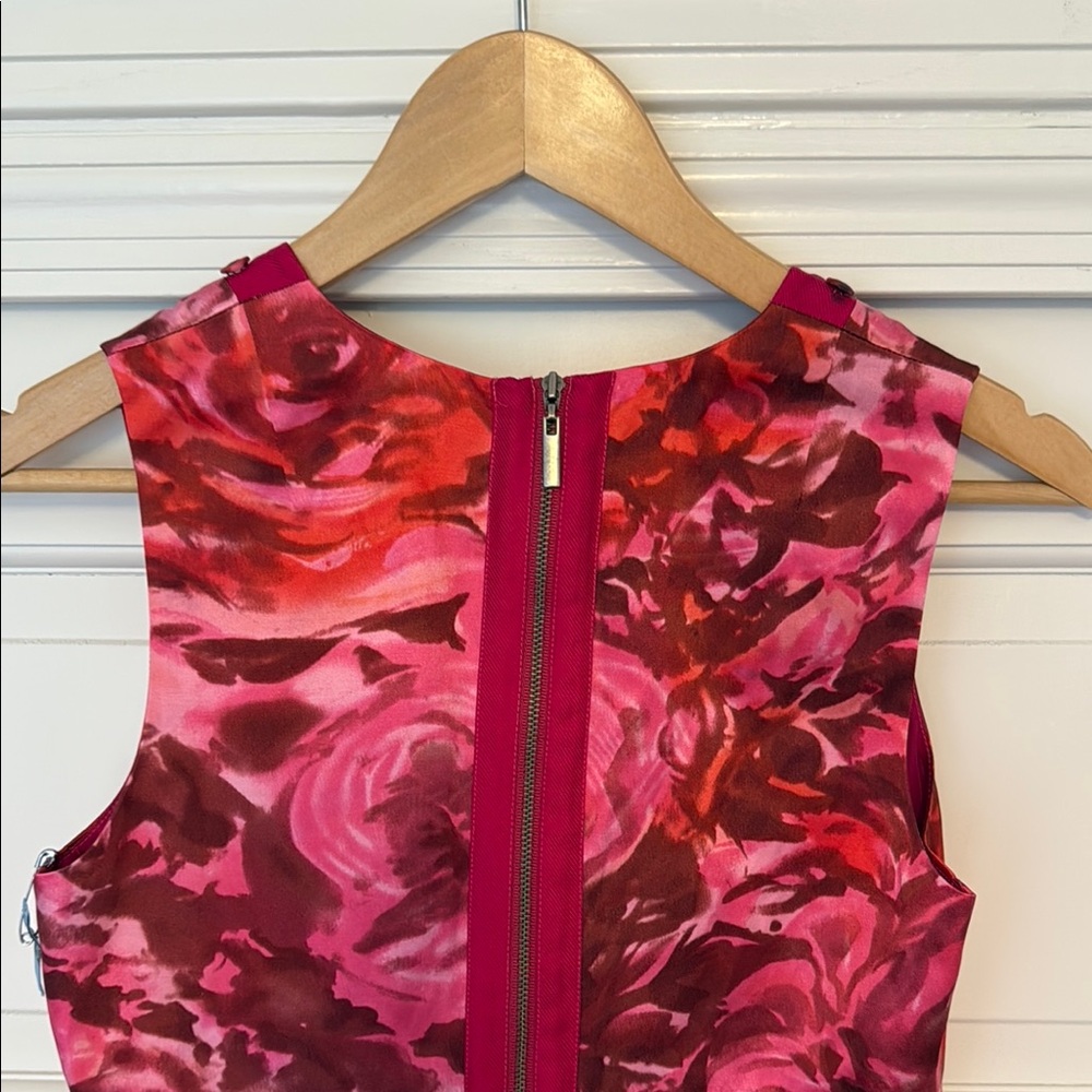 Rebecca Taylor Floral Red and Pink Sleeveless Dress Wedding, Derby, or Party - Picture 7 of 9